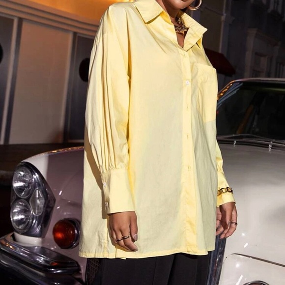 Button Down Drop Shoulder Top - Picture 2 of 3